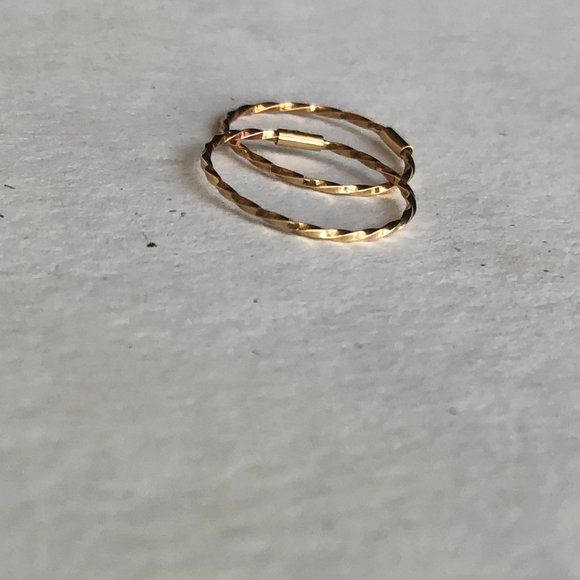 Thin Twisted Gold Hoop Earrings - Picture 2 of 5
